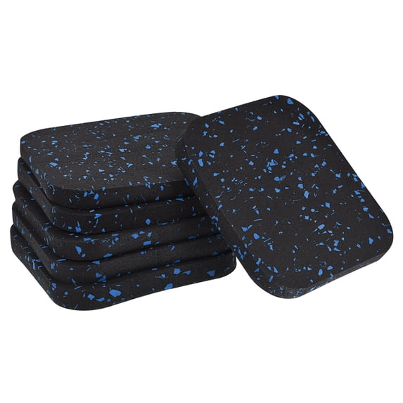 Uxcell Treadmill Mat-3.9"x3.9" Exercise Equipment Mat for Floor Protection Sound Reduction, Black Blue 6 Pack