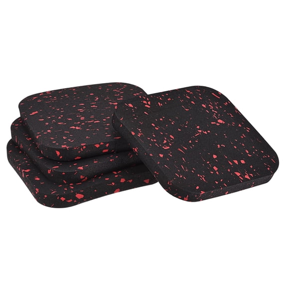 Uxcell Treadmill Mat-3.9"x3.9" Exercise Equipment Mat for Floor Protection Sound Reduction, Black Red 4 Pack