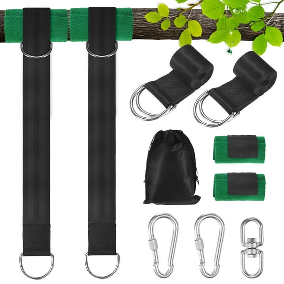 Uxcell Tree Swing Straps Hanging Kit, 9.8FT Polyester Heavy Swing Rope Holds 2200LBs with Lock Spring Snap Hooks Swivel [Yellow]