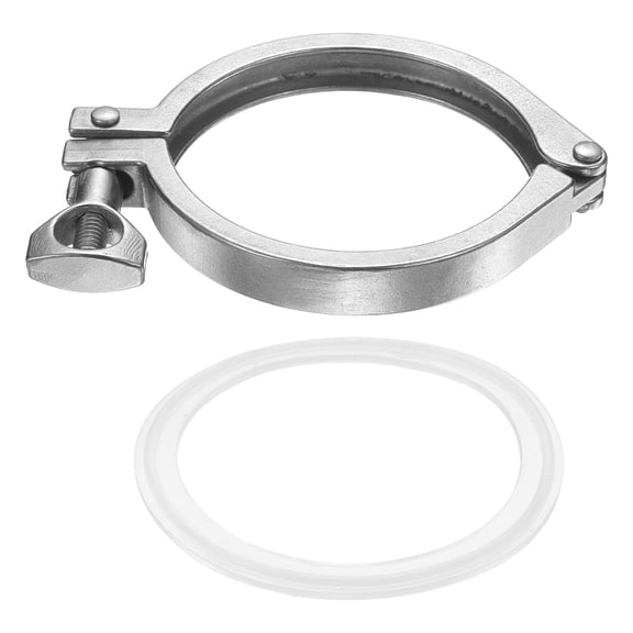 Uxcell Tri Sanitary Clamp Single Pin, Heavy Duty 304 Stainless Steel Clamp Sanitary Fittings with Wing Nut Silicone Gasket for Ferrule TC Tube OD 3" Flange Size 91mm, Silver