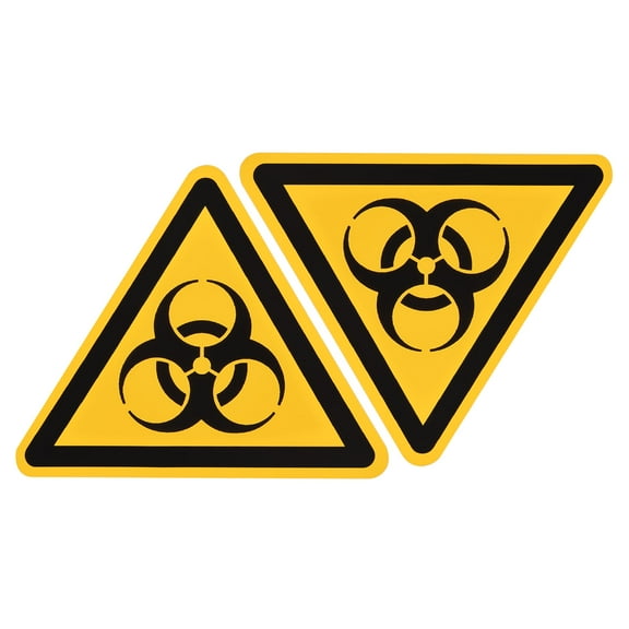 Uxcell Triangle "Biohazard" Warning Sign Yellow with Black Words 20mm 10pack