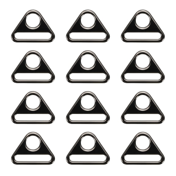 Uxcell Triangle Buckle Adjuster 12 Pcs 1.5 inch Zinc Alloy Triangle D Rings with Bar Swivel Clip Black