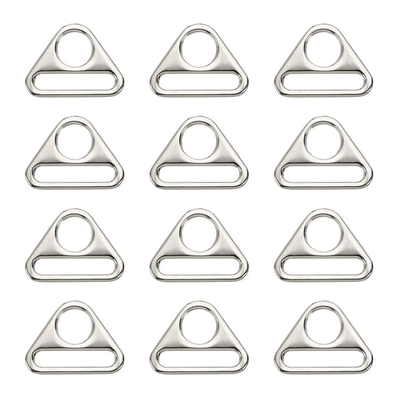 Uxcell Triangle Buckle Adjuster 12 Pcs 1 inch Zinc Alloy Triangle D Rings with Bar Swivel Clip Silver Tone