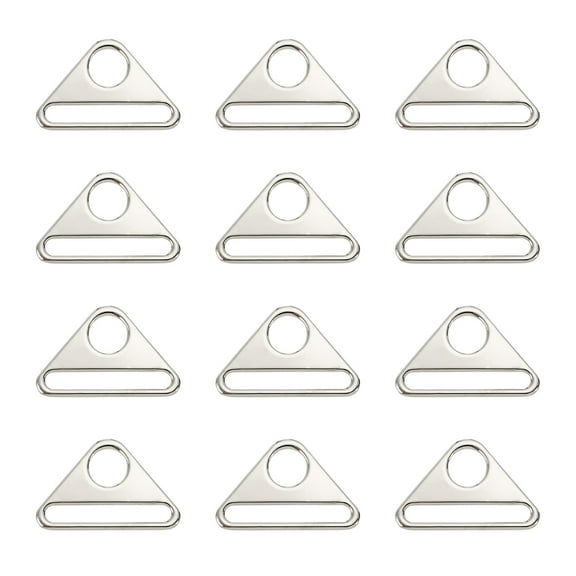 Uxcell Triangle Buckle Adjuster 12 Pcs 2 inch Zinc Alloy Triangle D Rings with Bar Swivel Clip Silver Tone