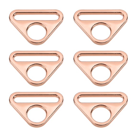 Uxcell Triangle Buckle Adjuster D Ring, Metal Triangle Buckles with Bar Swivel Clip for Purse Bag Straps Loop Dog Tag Clip Rose Gold 0.75 Inch