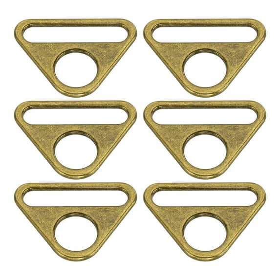 Uxcell Triangle Buckle Adjuster D Ring, Metal Triangle Buckles with Bar Swivel Clip for Purse Bag Straps Loop Dog Tag Clip Bronze 1.5 Inch