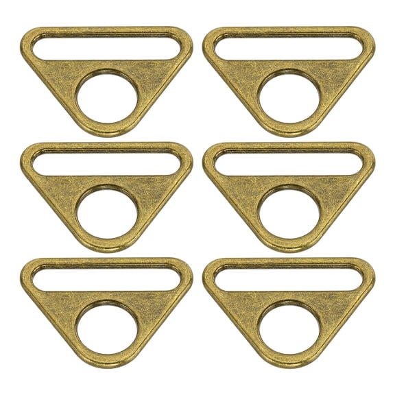 Uxcell Triangle Buckle Adjuster D Ring, Metal Triangle Buckles with Bar Swivel Clip for Purse Bag Straps Loop Dog Tag Clip Bronze 1.5 Inch