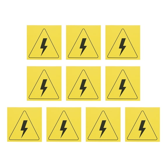 Uxcell Triangle Electrical Shock Risk Warning Sign Self Adhesive Yellow 100mmx100mm Pack of 10