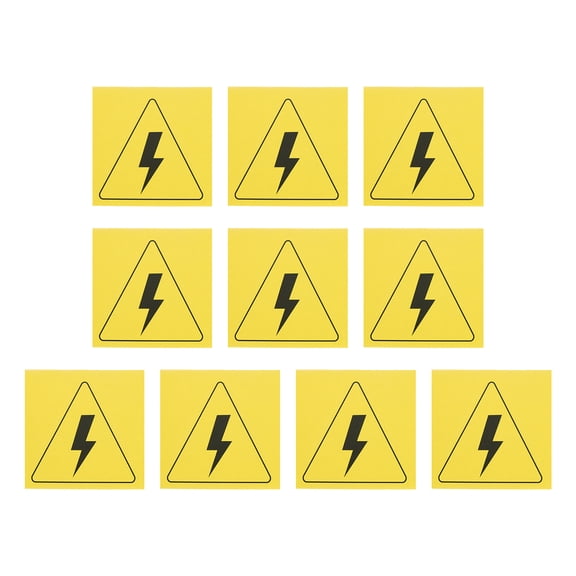 Uxcell Triangle Electrical Shock Risk Warning Sign Self Adhesive Yellow 100mmx100mm Pack of 10
