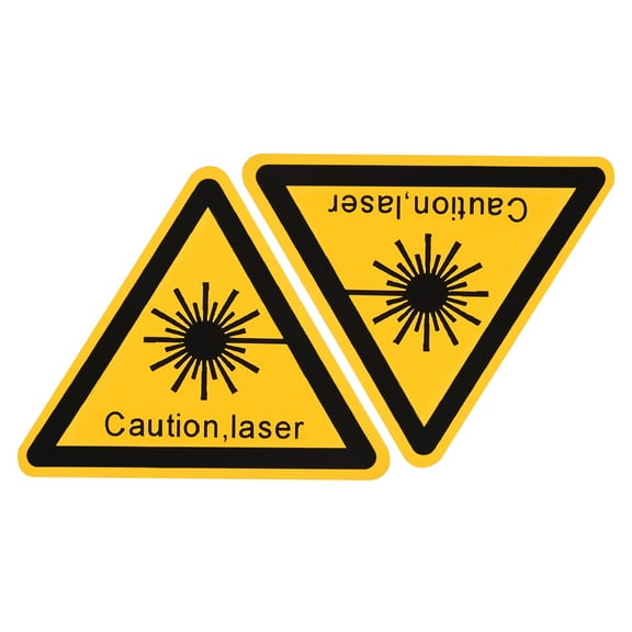 Uxcell Triangle Laser Caution Warning Sign Yellow with Black Words 20mm 20pack