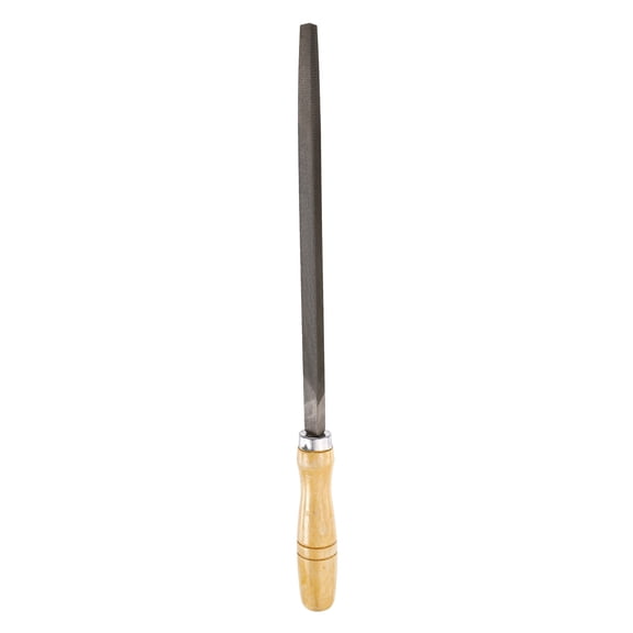 Uxcell Triangle Medium Teeth Cut File 10" Double Cut Teeth High Carbon Steel Hand Rasp File Wood Handle for Metal Wood Deburring Removing