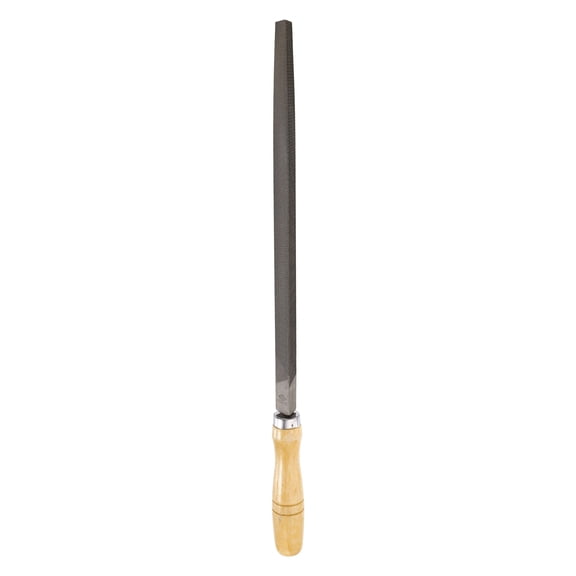 Uxcell Triangle Medium Teeth Cut File 12" Double Cut Teeth High Carbon Steel Hand Rasp File Wood Handle for Metal Wood Deburring Removing