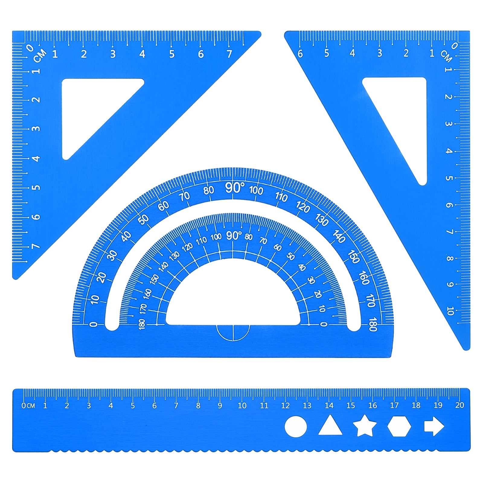 Additional Rulers Uxcell Triangle Ruler Protractor Square and Ruler Set, 4 Packs(Blue ...