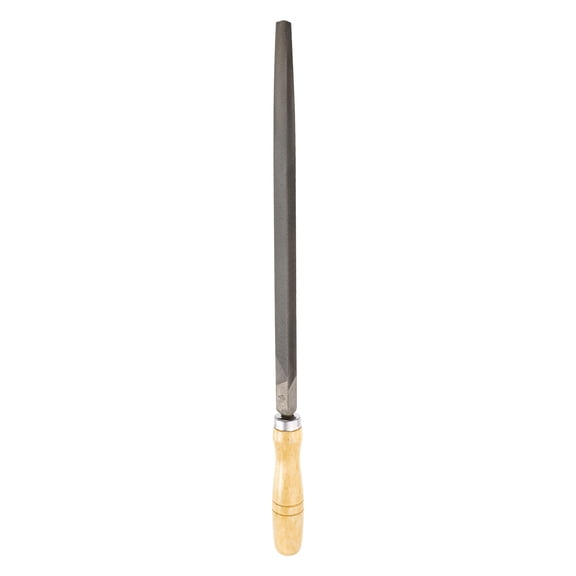 Uxcell Triangle Thin Teeth Cut File 12" Double Cut Teeth High Carbon Steel Hand Rasp File Wood Handle for Metal Wood Deburring Removing