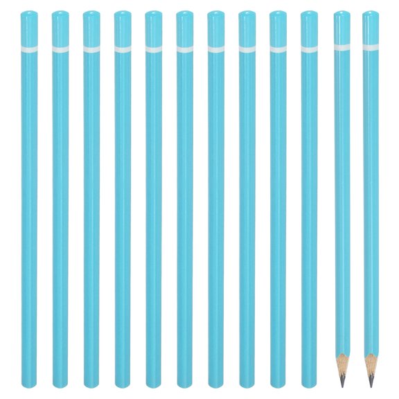 Uxcell Triangle Wooden Pencils Bulk, 12 Pack HB Graphite Pencils for Office Supplies, Engineering Marking Writing Art Drawing Supplies, Blue