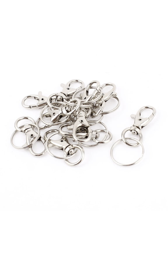 Trigger Lobster Swivel Claw Clasp Keychain Keyring Key Holder Silver Tone 10 Pcs