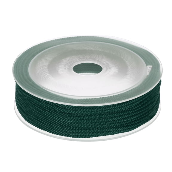 Uxcell Trim Cord Rope 1.5mm Nylon Twisted Braid Trim Cord Rope Thread String 0.06" 22 Yards Dark Green