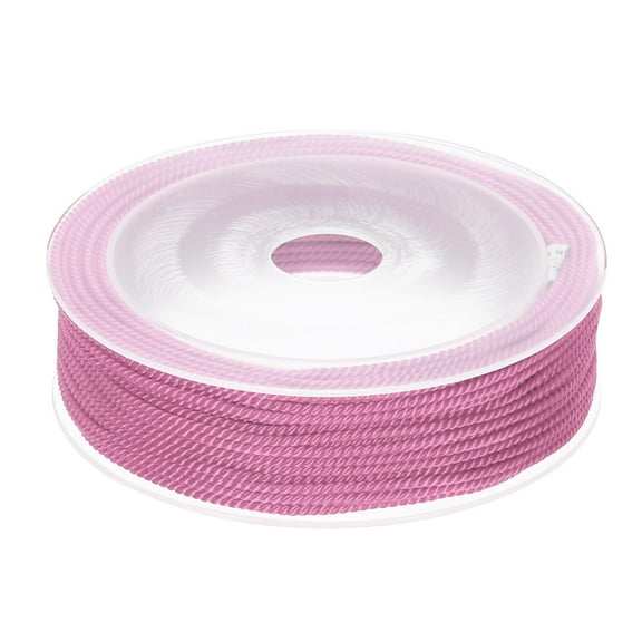 Uxcell Trim Cord Rope 1.5mm Nylon Twisted Braid Trim Cord Rope Thread String 0.06" 22 Yards Pink