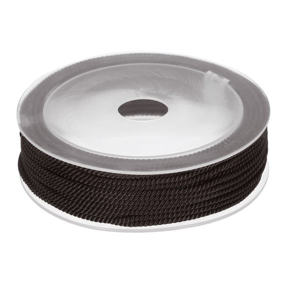 Uxcell Trim Cord Rope 2mm Nylon Twisted Braid Trim Cord Rope Thread String 0.08" 14 Yards Coffee