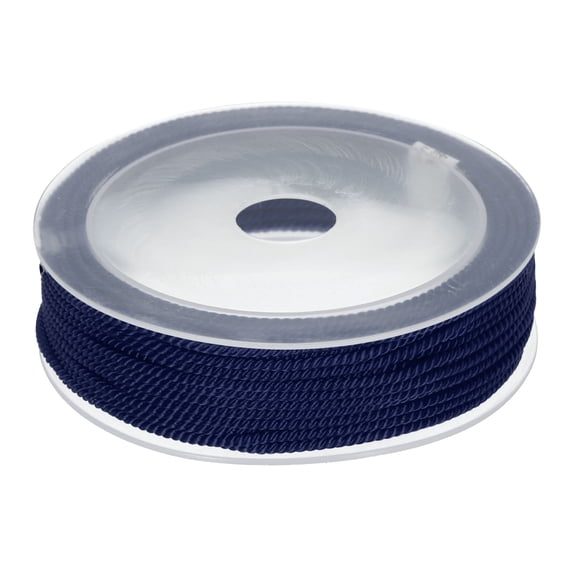 Uxcell Trim Cord Rope 2mm Nylon Twisted Braid Trim Cord Rope Thread String 0.08" 14 Yards Dark Blue