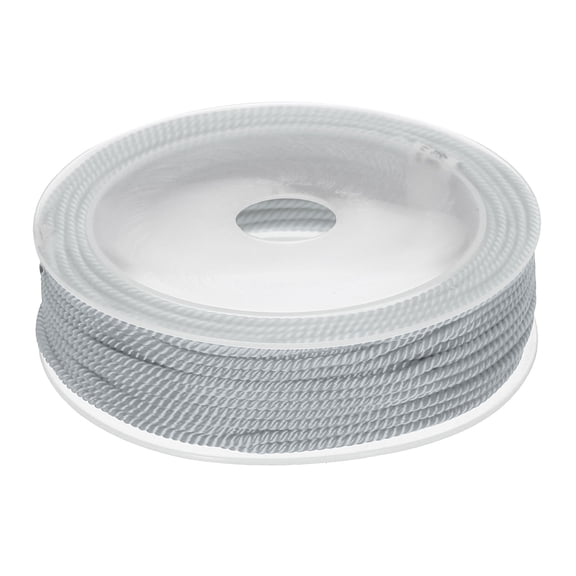 Uxcell Trim Cord Rope 2mm Nylon Twisted Braid Trim Cord Rope Thread String 0.08" 14 Yards Light Gray