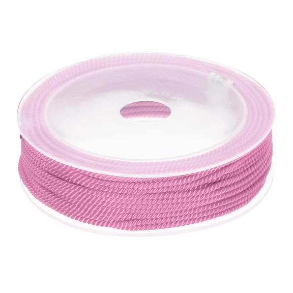 Uxcell Trim Cord Rope 2mm Nylon Twisted Braid Trim Cord Rope Thread String 0.08" 14 Yards Pink