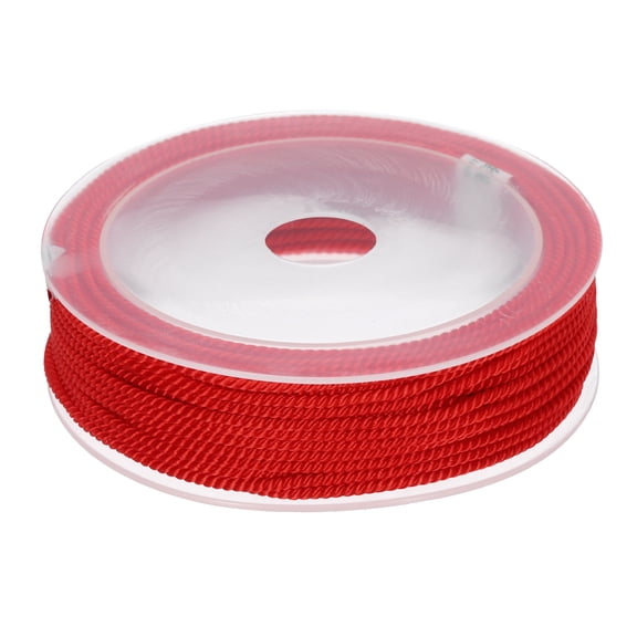 Uxcell Trim Cord Rope 2mm Nylon Twisted Braid Trim Cord Rope Thread String 0.08" 14 Yards Red