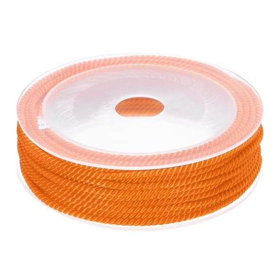 Uxcell Trim Cord Rope 3mm Nylon Twisted Braid Trim Cord Rope Thread String 0.12" 7.6 Yards Bright Orange