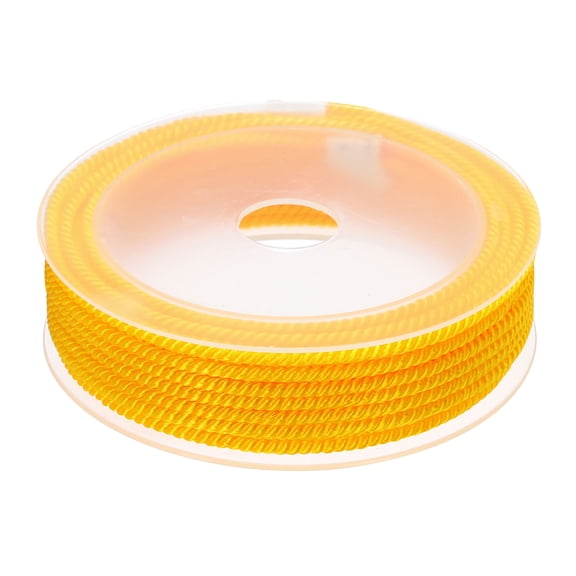 Uxcell Trim Cord Rope 3mm Nylon Twisted Braid Trim Cord Rope Thread String 0.12" 7.6 Yards Golden Yellow