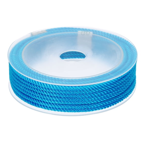 Uxcell Trim Cord Rope 3mm Nylon Twisted Braid Trim Cord Rope Thread String 0.12" 7.6 Yards Lake Blue