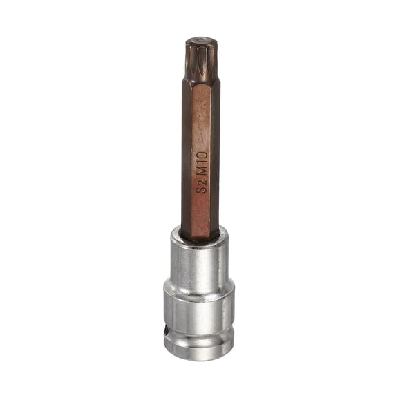 Uxcell Triple Square Spline Bit Socket 1/2" Drive M10 Metric Sized S2 Steel 12 Point Head Long Screwdriver Drill Bits CR-V Steel Socket Adapter for Home Auto Axle Hex Nut Bolt Repair