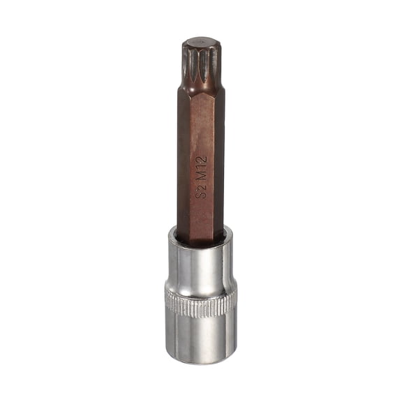 Uxcell Triple Square Spline Bit Socket 1/2" Drive M12 Metric Sized S2 Steel 12 Point Head Long Screwdriver Drill Bits CR-V Steel Socket Adapter for Home Auto Axle Hex Nut Bolt Repair