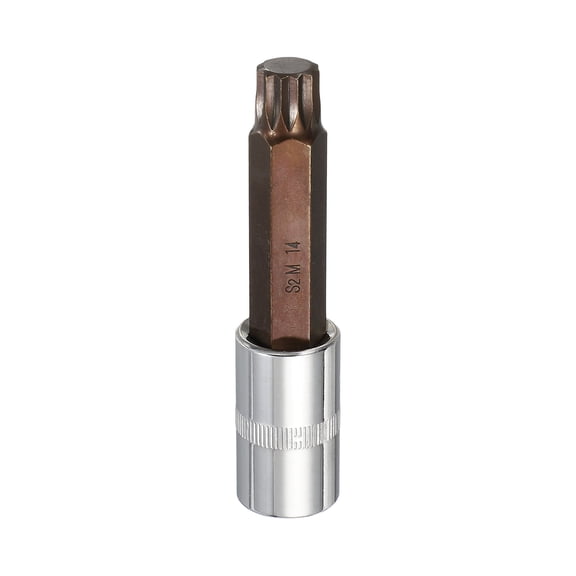Uxcell Triple Square Spline Bit Socket 1/2" Drive M14 Metric Sized S2 Steel 12 Point Head Long Screwdriver Drill Bits CR-V Steel Socket Adapter for Home Auto Axle Hex Nut Bolt Repair