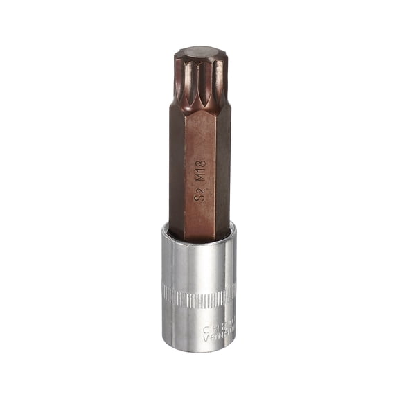 Uxcell Triple Square Spline Bit Socket 1/2" Drive M18 Metric Sized S2 Steel 12 Point Head Long Screwdriver Drill Bits CR-V Steel Socket Adapter for Home Auto Axle Hex Nut Bolt Repair