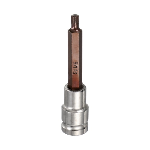 Uxcell Triple Square Spline Bit Socket 1/2" Drive M6 Metric Sized S2 Steel 12 Point Head Long Screwdriver Drill Bits CR-V Steel Socket Adapter for Home Auto Axle Hex Nut Bolt Repair