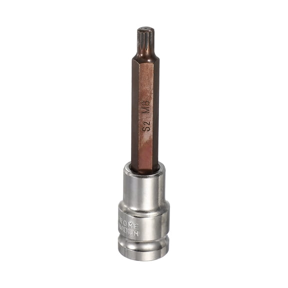 Uxcell Triple Square Spline Bit Socket 1/2" Drive M8 Metric Sized S2 Steel 12 Point Head Long Screwdriver Drill Bits CR-V Steel Socket Adapter for Home Auto Axle Hex Nut Bolt Repair