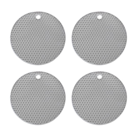 Uxcell Trivets for Hot Dishes 6 Inch, 4 Pcs Silicone Hot Pads Pot Holder Heat Resistant Silicone Trivets Mat Round Silicone Mat Non Slip for Kitchen Countertops, Gray