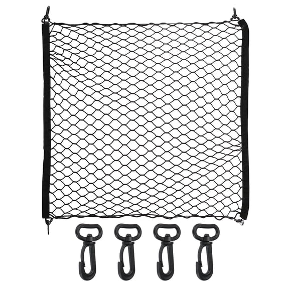 Uxcell Truck Cargo Net, 28 x 28 Inch Polyester Adjustable Trunk Bed Net Stretchable Mesh Storage Organizer with 4 Hooks Universal for Pickup Trucks SUV Cars, Black