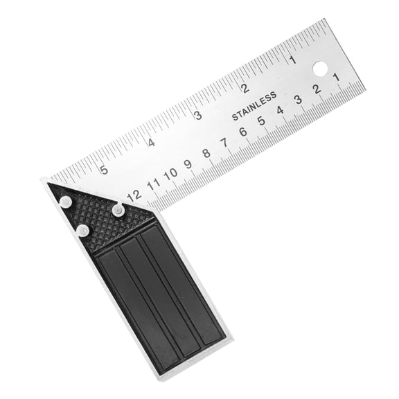 Uxcell Try Square Miter Square 6" Stainless Steel Precision Woodworking Square Ruler Metal Framing Carpenter Tool with Aluminium Handle for Professional Carpentry, Silver Black