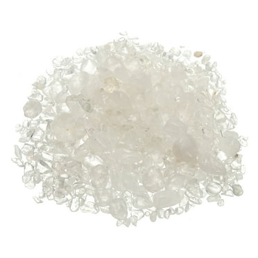 Uxcell Tumbled Chips Stone, Natural Crushed Crystal Chips Quartz for Vase Filler Fish Tank Home Decor White 0.45lb