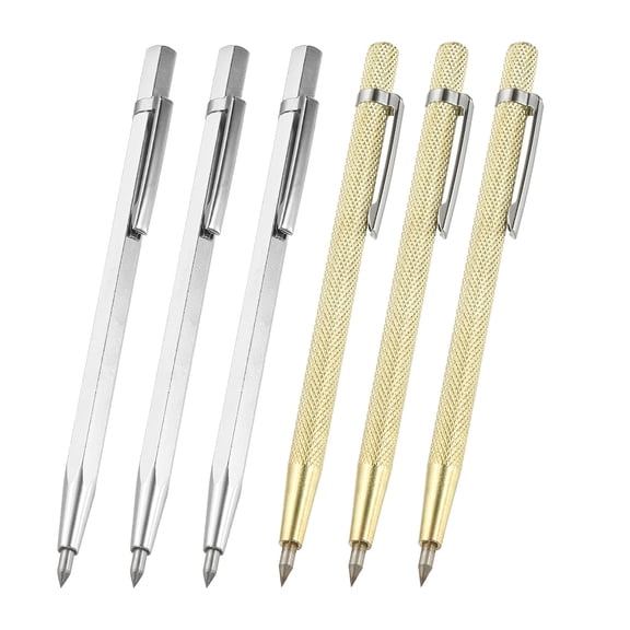 Uxcell Tungsten Carbide Scriber, 6 Pack Metal Etching Engraving Pen Engraver Scribe Tools for Glass/Ceramics/Metal, Golden, Silver Tone