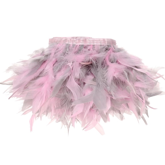 Uxcell Turkey Feather Trim Fringe, 4 Yards 4-6" Natural Fluffy Feather Trim [Dark Pink & Gray]