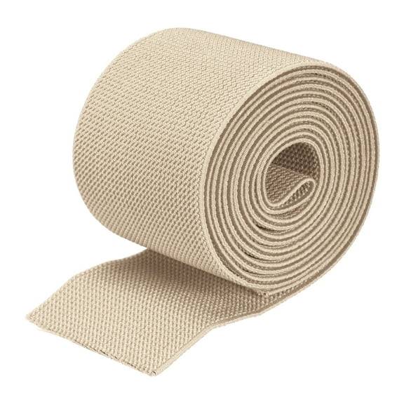 Uxcell Twill Elastic Band Double Side 2" Flat 2 Yard 1 Roll Flat Elastic Ribbon Cord Beige for Sewing Waistband