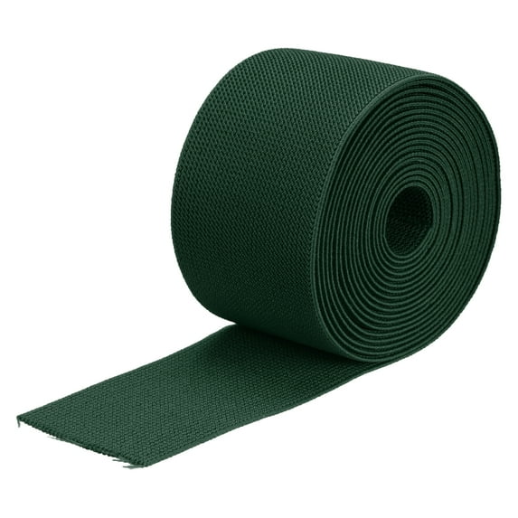 Uxcell Twill Elastic Band Double Side 3" Flat 4 Yard 1 Roll Flat Elastic Ribbon Cord Dark Green for Sewing, Waistband