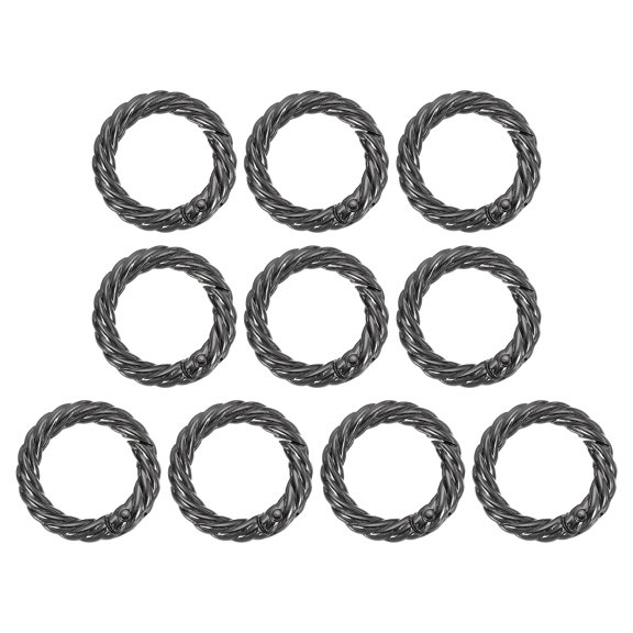 Uxcell Twist Shaped Spring Snap Keychain Clip, 10 Pcs Metal Trigger Keychain Hook for Purses Wallet Belts Black 29 mm
