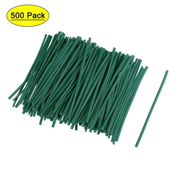Uxcell Twist Ties 3 Inch Flat Stronger Coated Iron Twist Ties Green 500 Pack