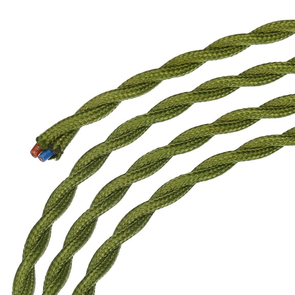 Uxcell Twisted Cloth Covered Wire 2 Core 18AWG 3.0m/9.84ft,Electrical Cable,Green
