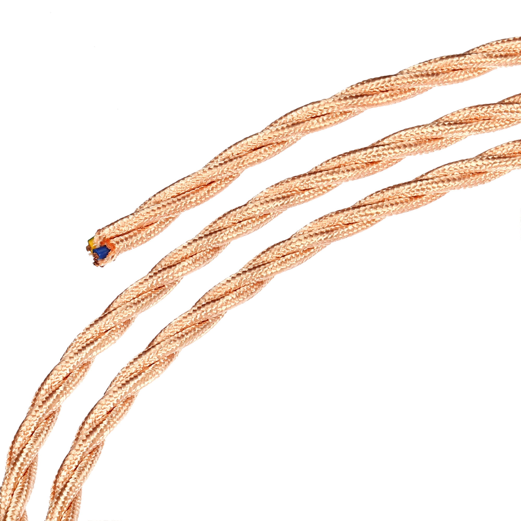 Sourcing Map Vintage Elektrokabel – 3-adrig, 18 AWG, 3 M, Roségold, Gedrehte Stoffummantelung