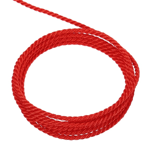 Uxcell Twisted Cord Trim 11 Yard 0.08 inch 3-Ply Twine Braided Rope Shiny Thread String for Craft Gift Bag Curtain Bright Red