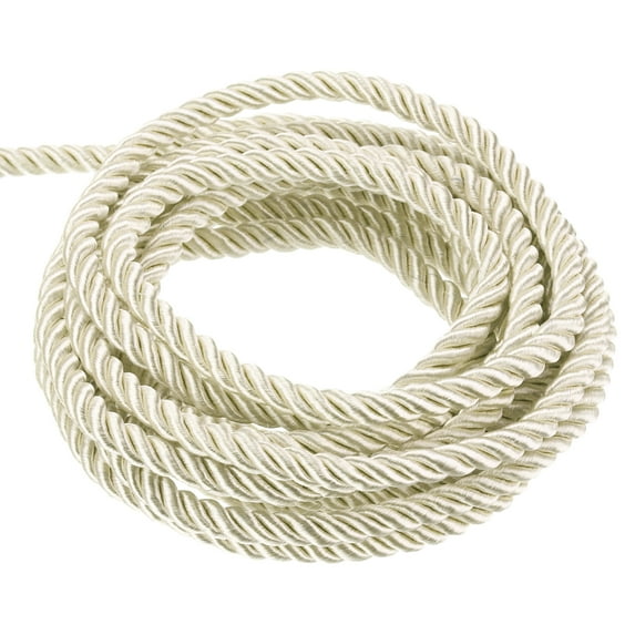 Uxcell Twisted Cord Trim 11 Yard 0.12 inch 3-Ply Twine Braided Rope Shiny Thread String Cream White